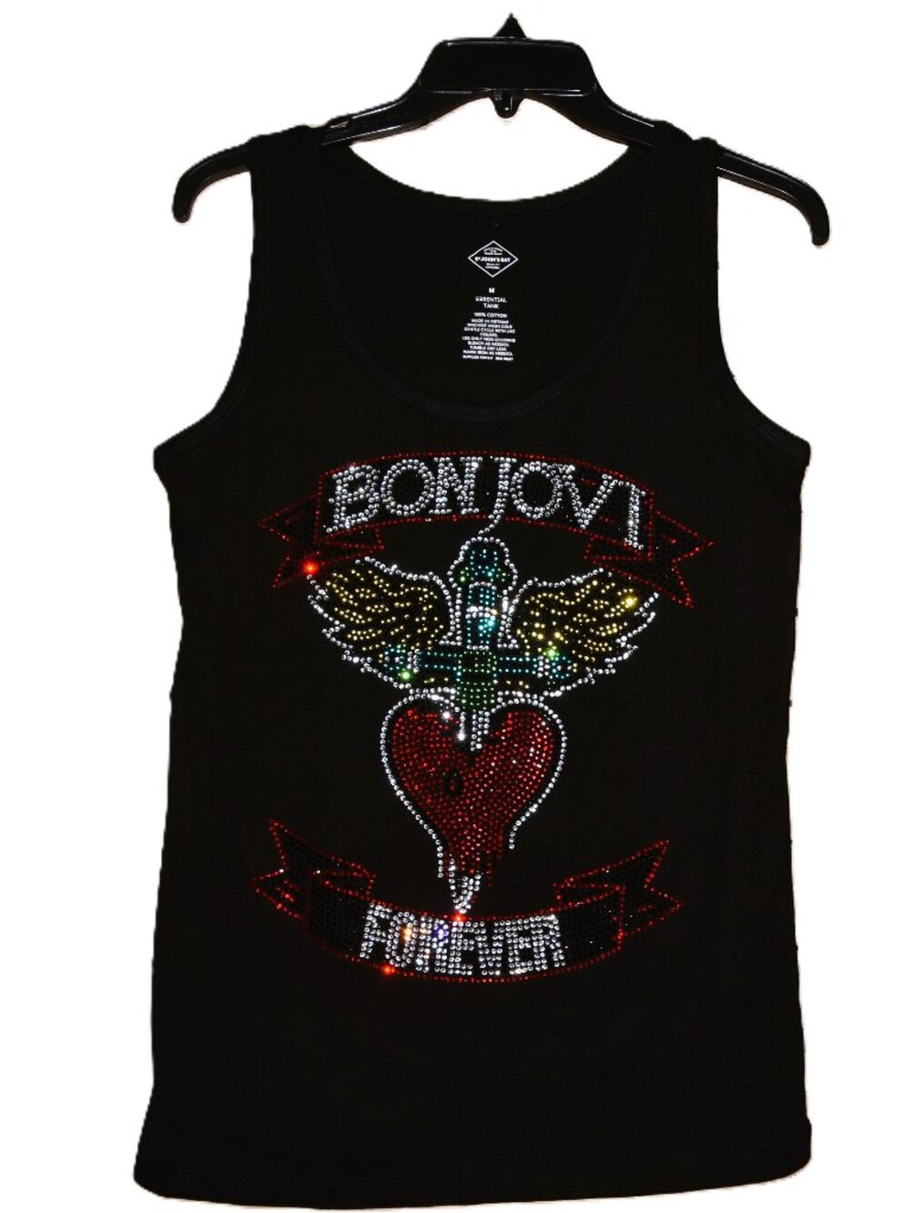 Bon Jovi Rhinestone black sleeveless tank top XS S M X XL XXL 1X 2X 3X 4X 5X